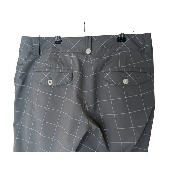 Nike Golf Pants Size 8 Gray Windowpane Plaid Dri-Fit Cropped Capris Activewear - Picture 12 of 15